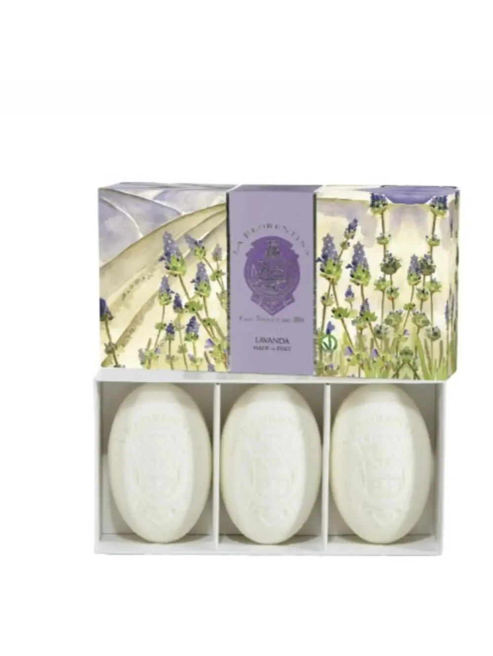 La Florentina Lavender Soap 3x150g Bars Made in Italy Olive Oil Enriched NEW